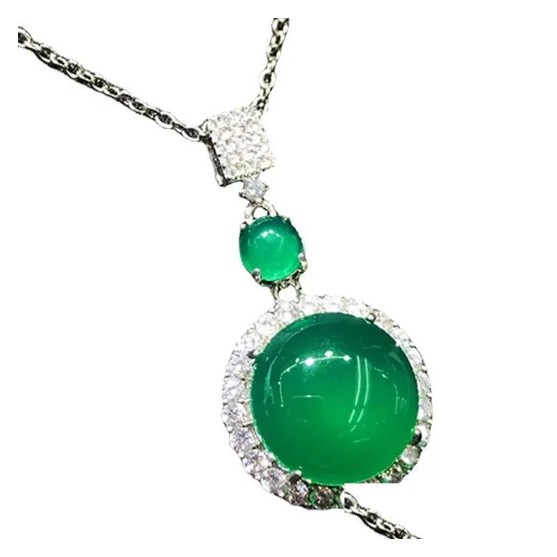 Ensembles de bijoux de mariage faits à la main en jade et diamants, bagues de fiançailles en argent sterling, boucles d'oreilles, collier pour femmes, goutte de mariée_voghion.com