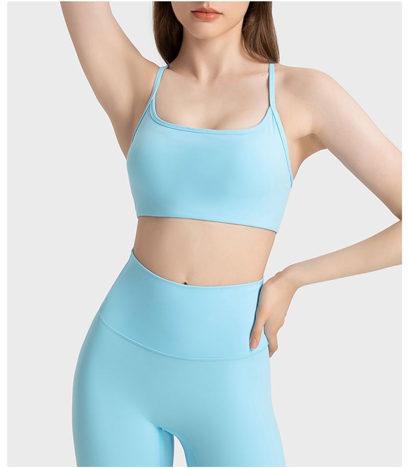 New Cross Back Fine Shoulder Strap For Women's Fiess High Elastic Breathable Pilates Yoga Sports Bra_voghion.com