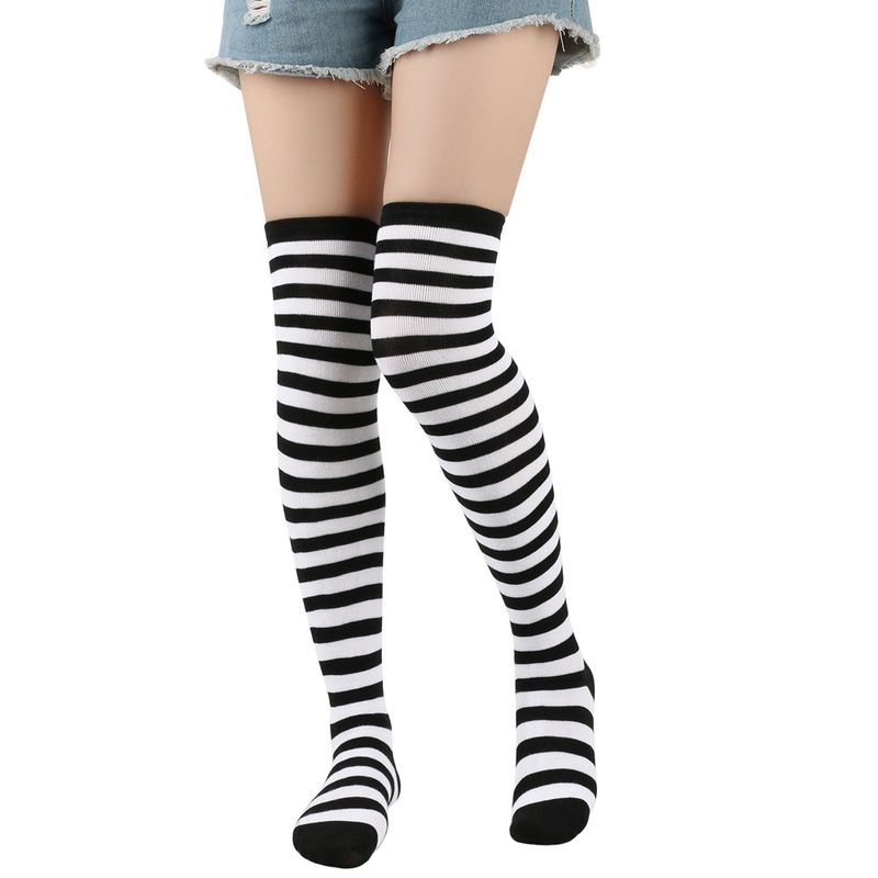 Christmas Knitted Striped Thigh Over Knee COS Anime Party Long Socks Women_voghion.com