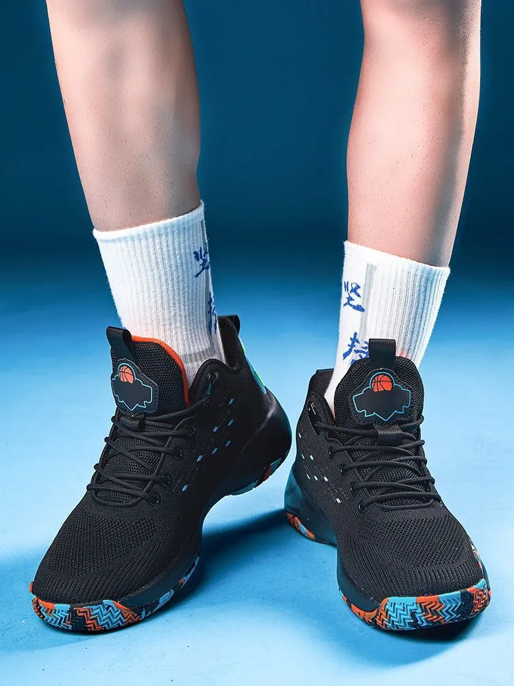 quality Hot Selg New Four Seasons Basketball Sports Breathable Elastic Blue Ball Shoes Men's High Top_voghion.com