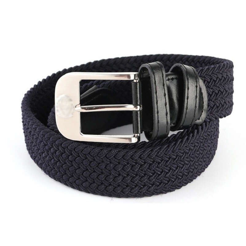 Cinturón de entrenamiento táctico azul marino, recto, informal, versátil, tejido, elástico y con hebilla de pasador_voghion.com
