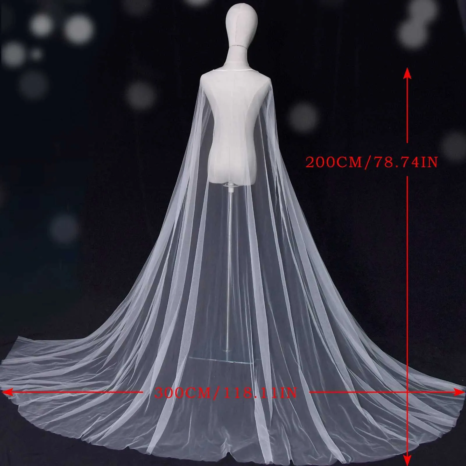 Gioielli per capelli da donna VG16 lungo mantello da cattedrale, velo, giacca, mantello, semplice, bolero, da sposa, morbido, in tulle, scialle, matrimonio_voghion.com