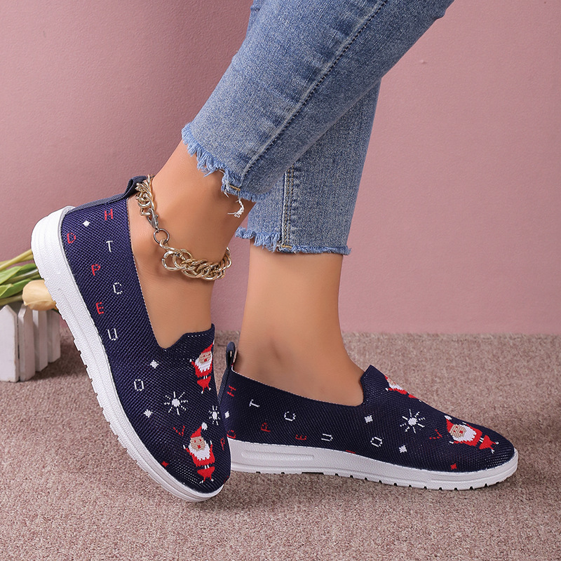 Loafer für Damen mit runder Spitze und Weihnachtsmotiv_voghion.com