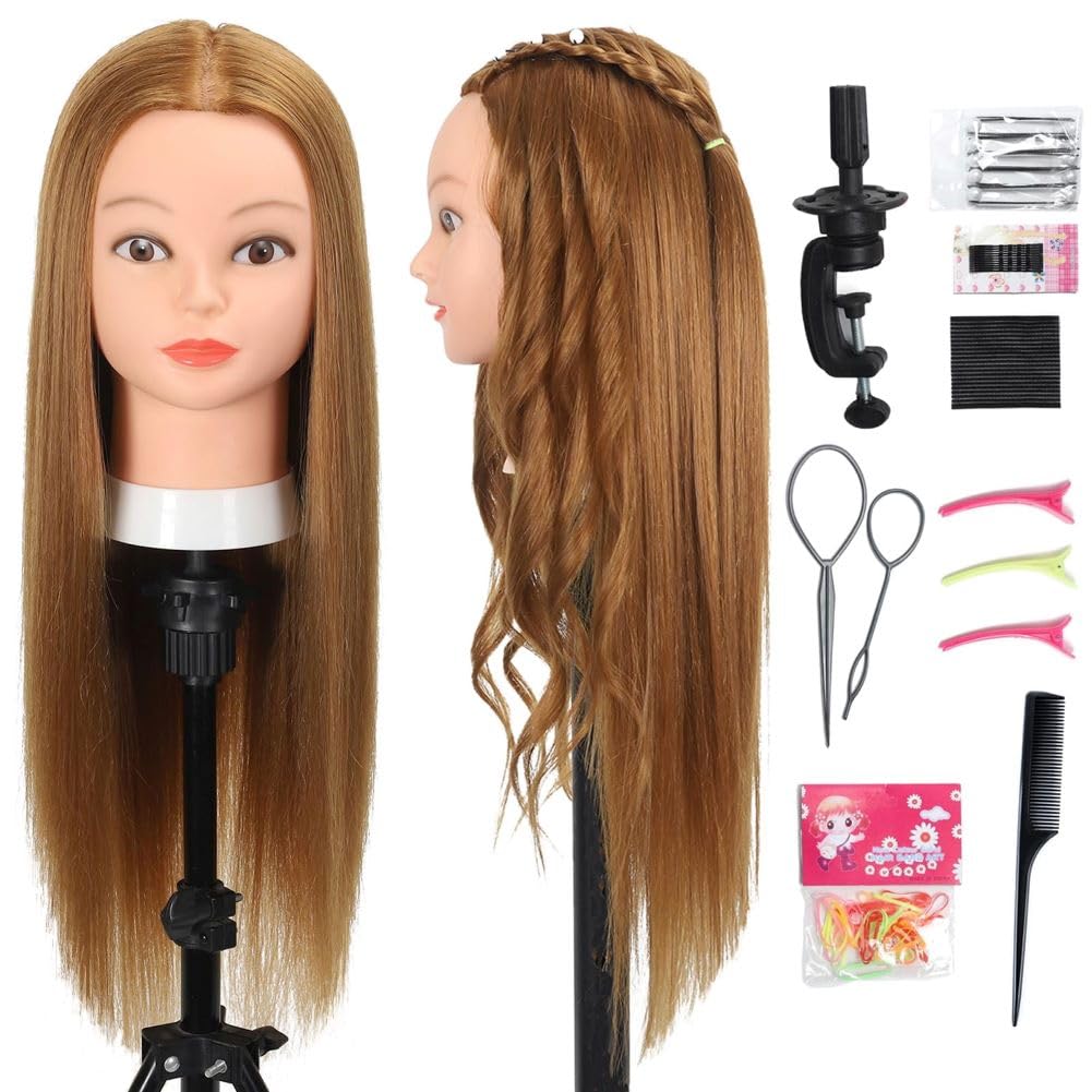 Opini 80% droite 66.04 cm -71.12 cm poupée et cheveux modèle de beauté tête vrais cheveux humains, adapté aux coiffeurs (# 27