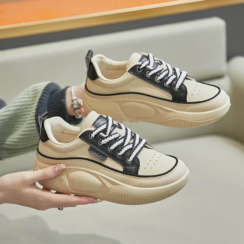 Thick Soled Shallow Low Cut Dad with Mesh for Comfortable Breathability Minimalist and Versatile Casual Board Shoes_voghion.com