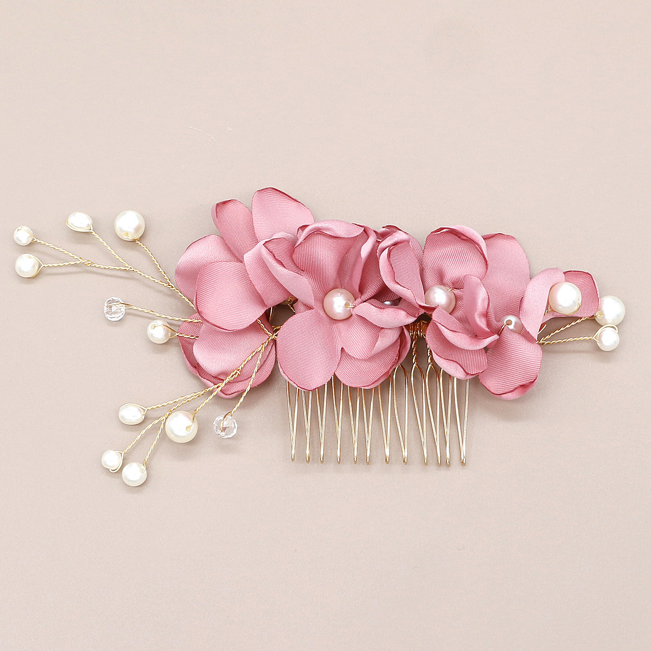 Pettine per capelli con perle in tessuto fiore rosso da sposa coreano accessori da sposa transfrontalieri copricapo accessori per capelli lotto pettine_voghion.com