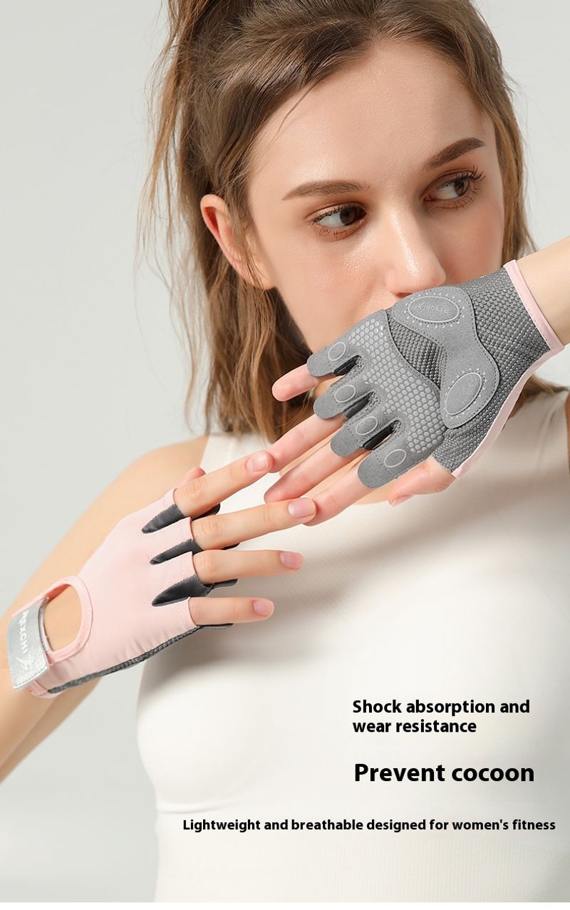 Sports Riding Half Finger Bike Wear resistant and Anti slip Silicone Shock Absorbing Fiess Gloves_voghion.com