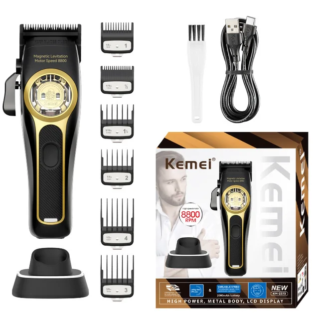 Cortapelo eléctrico con base de carga profesional para hombre_voghion.com