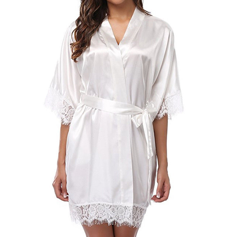 InjSatin-Robe de nuit en dentelle pour femme, lingerie sexy, douce, lisse, pyjama_voghion.com