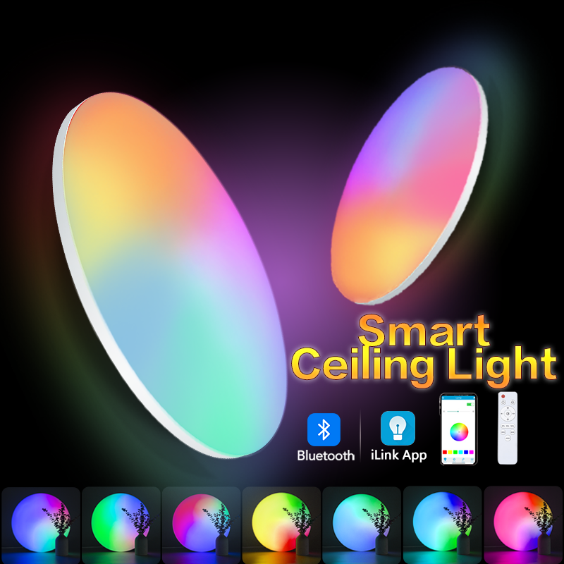Free Shipping Modern RGB CCT Color Smart LED Ceiling Light I-Link BT App Running Lights With Remote Dimmable For Room Use