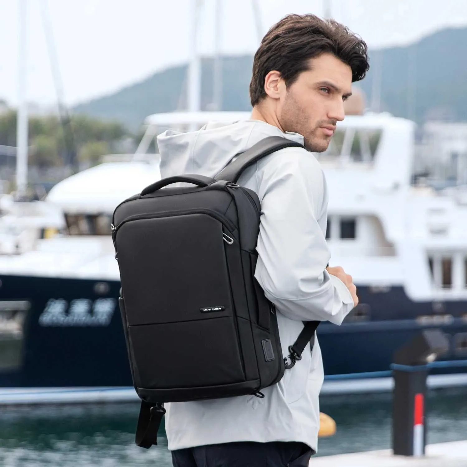Mark Ryden 15.6 Inch Laptop Men Backpack Travel with USB Charging Port School Backpacks Waterproof Bag for MenC241031_voghion.com