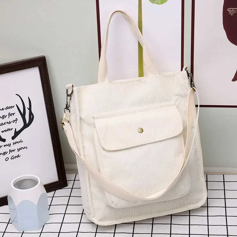 Corduroy Shopper Tasche Für Damen Designer Schultertasche Studentin_voghion.com