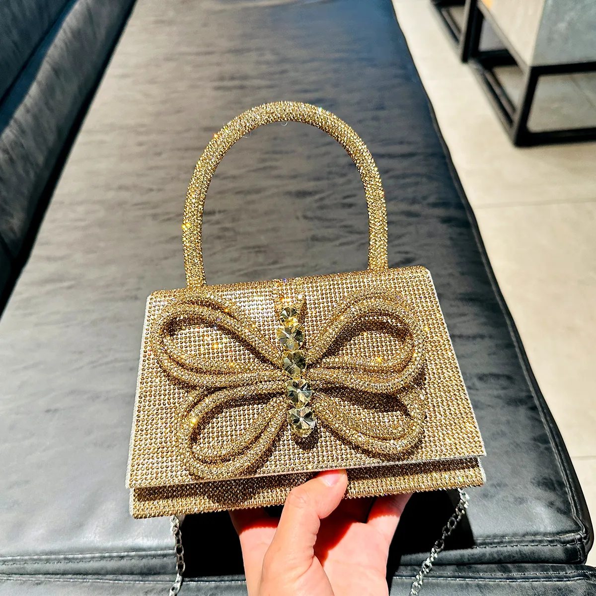 jiomay Golden Rhineste Tote Designer Handtaschen Elegante Geldbörsen für Frauen Shiny Menger Y2K Fi Umhängetasche s1OR #_voghion.com