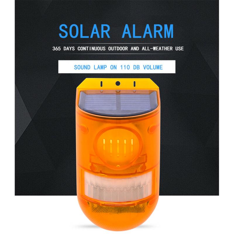 Solární infračervený detektor pohybu, siréna, stroboskopický alarm, akusticko-optická alarmová lampa pro domácí a zahradní venkovní zabezpečení_voghion.com