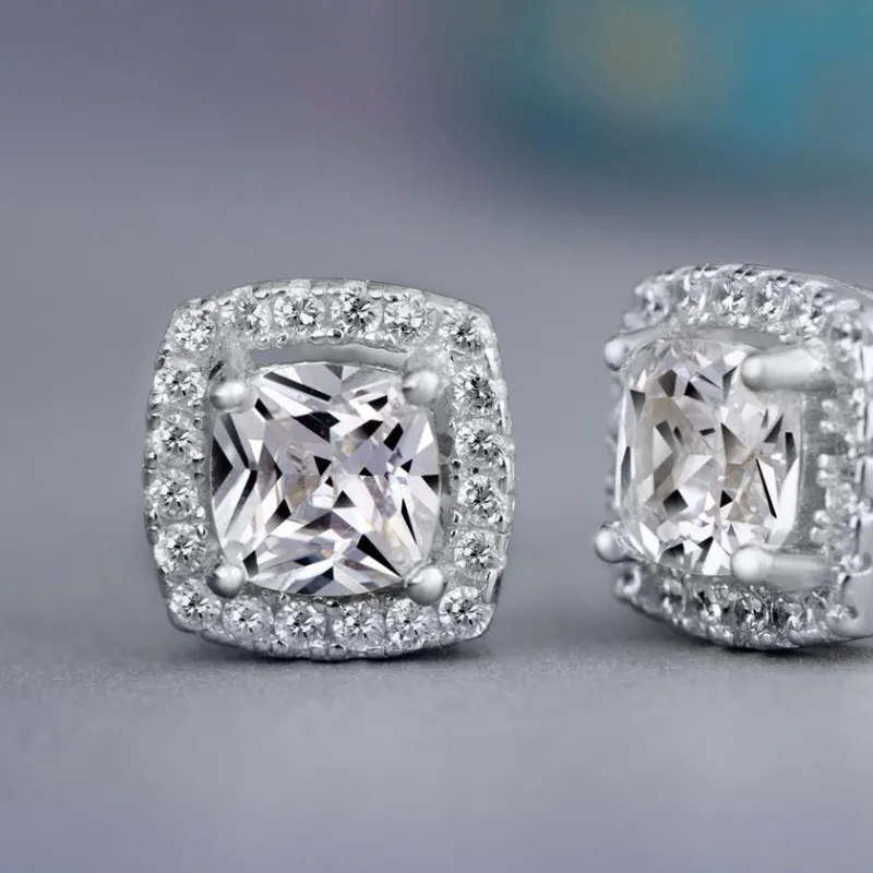Cubic Zircon Dia Stud Earrings Charm Sier Gold Crystal Round Square Love Heart Ear Rings Engagement Wedding Gift For_voghion.com