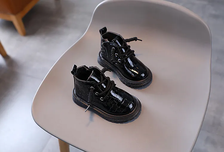 Toddler Girls Crocodile Pattern For Autumn Winter Fashion Children Shoes Littlesprouts Kids Boy Boots Black Beige Size_voghion.com
