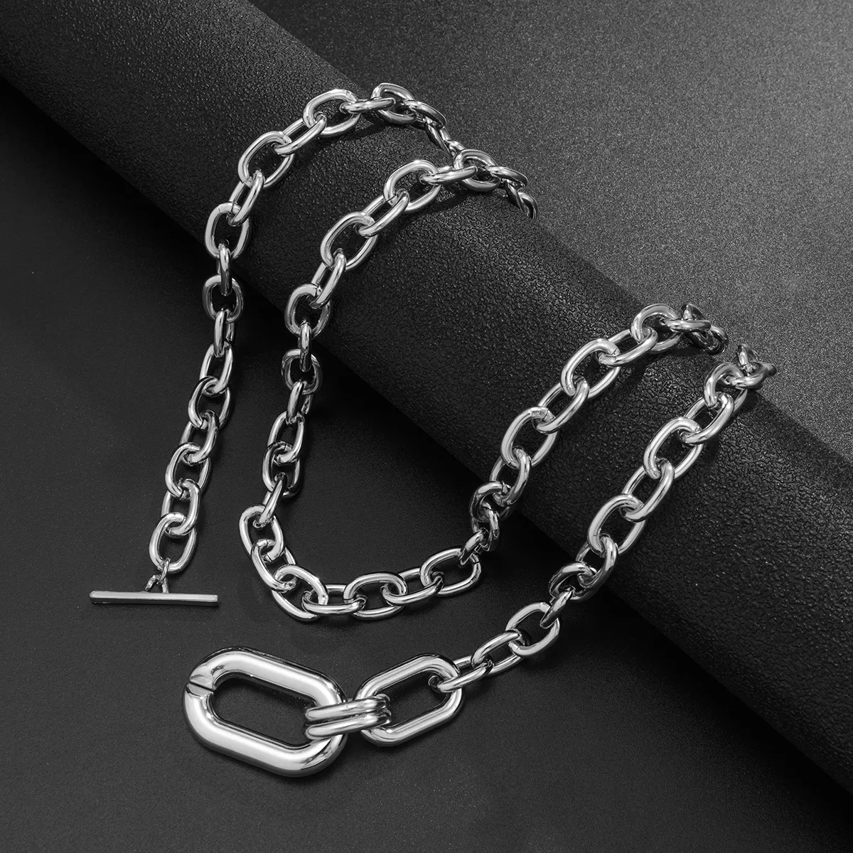 Multi-layered Pendant Necklace Gold Tone Geometric Hip Hop Style_voghion.com