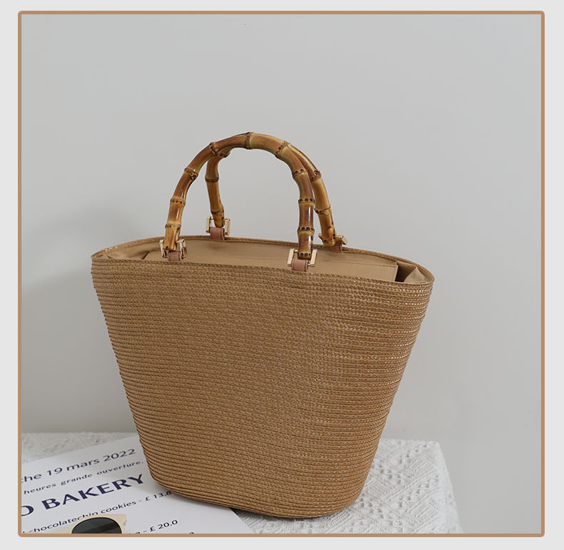French Style Straw Tote Bag For Beach And Holiday Handbags_voghion.com