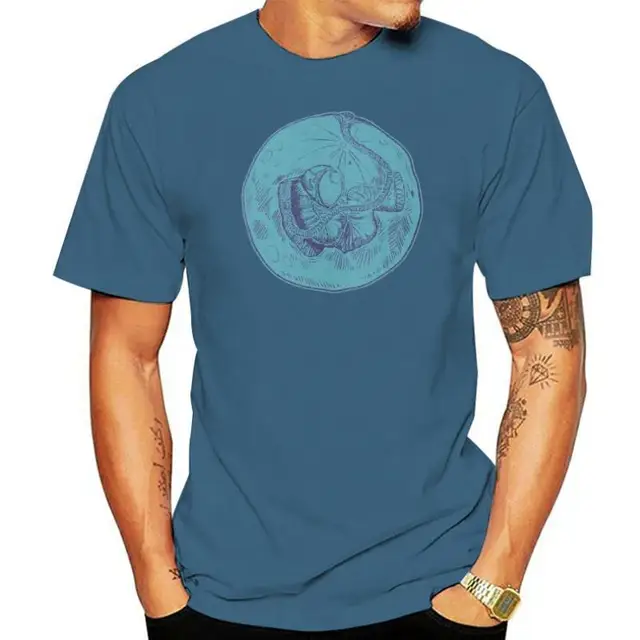 Astro Man Blue Marle Graphic Herren T-Shirt Polyester Baumwolle weiche Haptik Hand Siebdruck Tentakel Druck T-Shirts_voghion.com