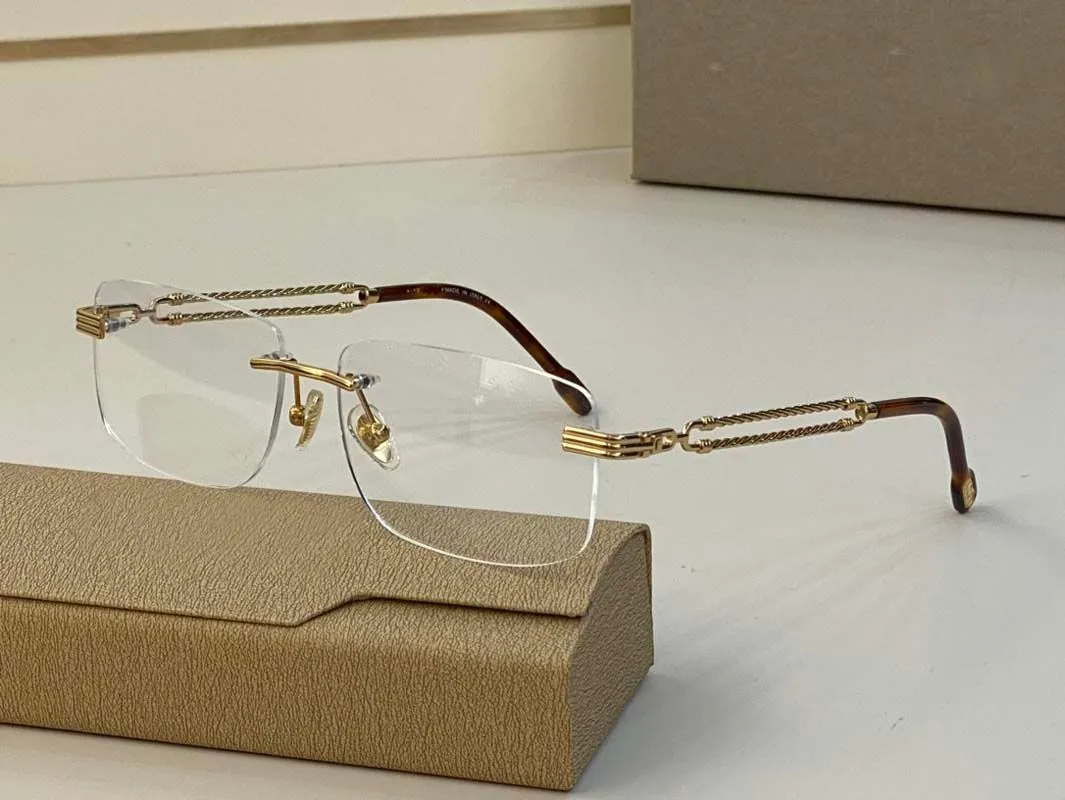 Monture en métal rectangle lunettes Style d'affaires homme lunettes de soleil montures lunettes claires sans cadre pistolet or cadre optique haute_voghion.com