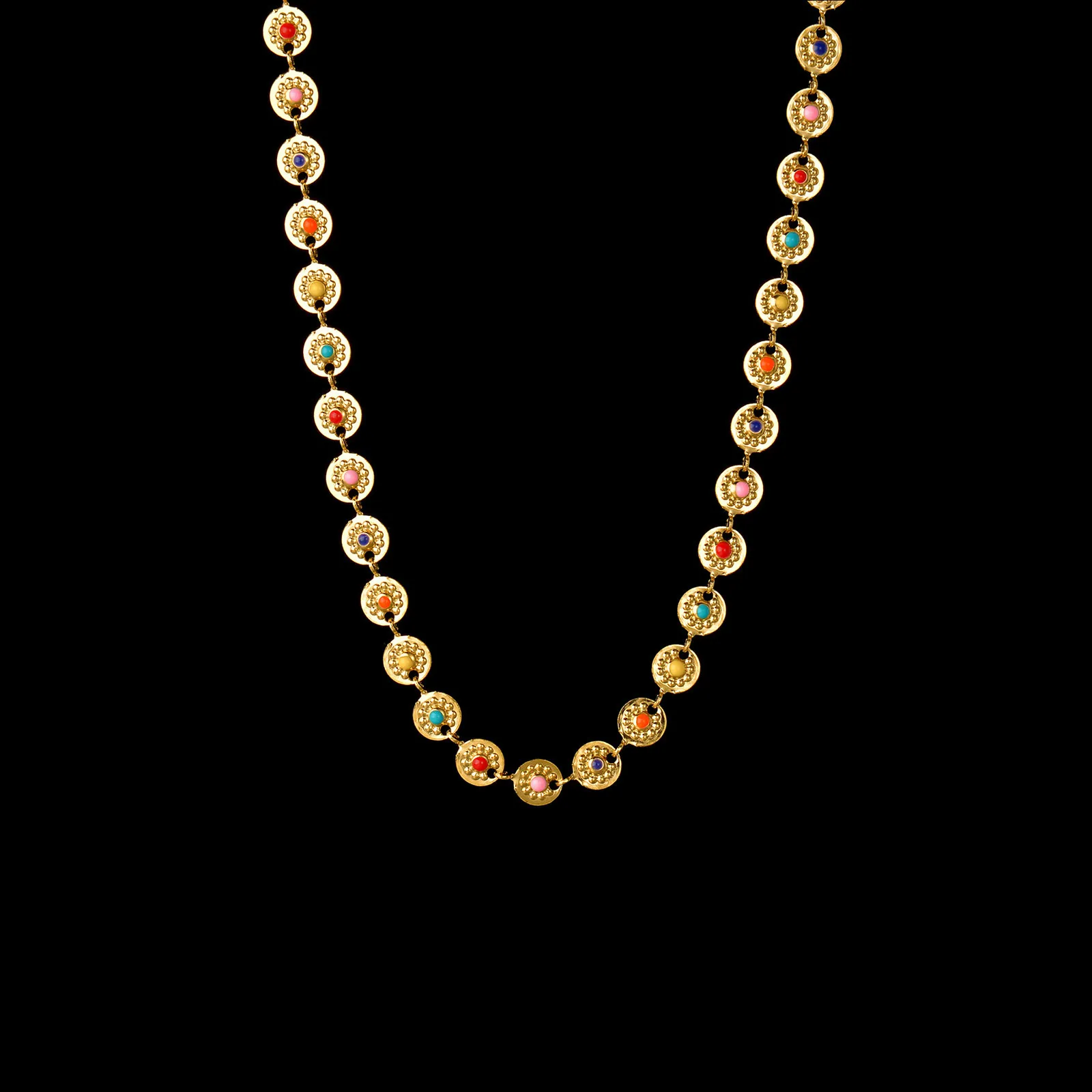 Collane con ciondolo in acciaio inossidabile 304 Collana elegante color oro multicolore Smalto Luna Cuore Gioielli da donna Regalo_voghion.com