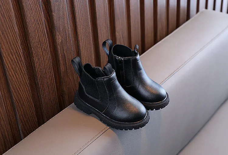 Kleinkind Winter Neue Kinder Dicke Warme Seite Zipper PU Leder Wasserdicht Kinder Schnee Stiefel Littlesprouts Jungen_voghion.com