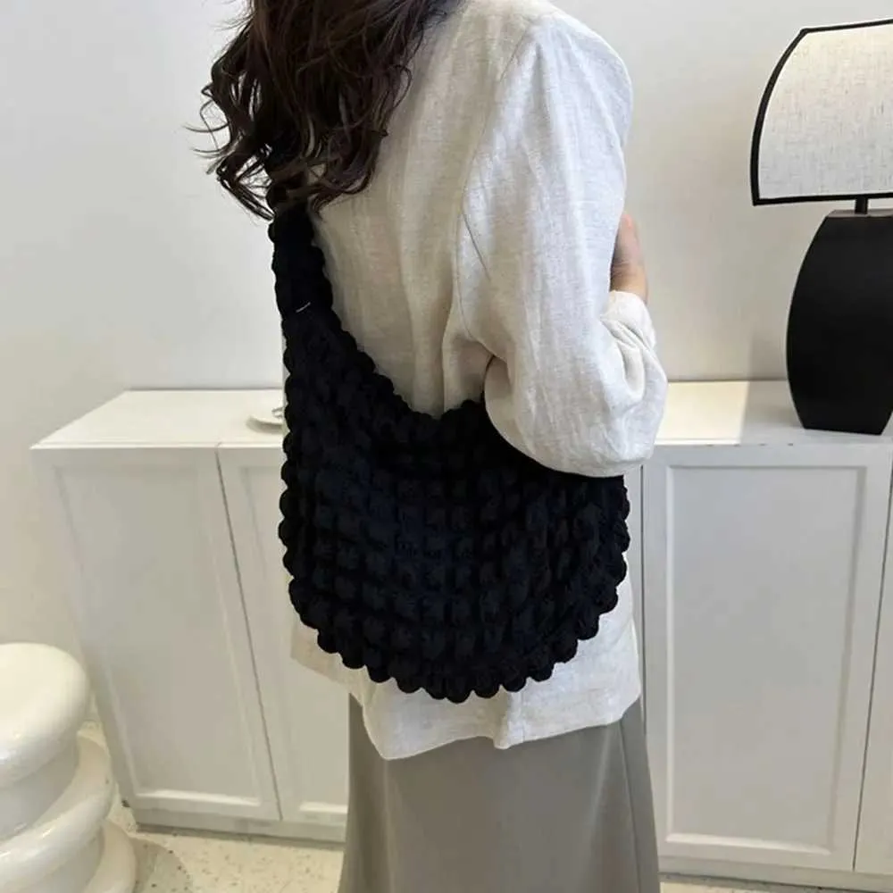 Faltige Umhängetasche für warme Schuhtaschen, plissierte Wolkenblasen, Nylon-Geldbörsen, große tragbare Handtaschen Y241026_voghion.com