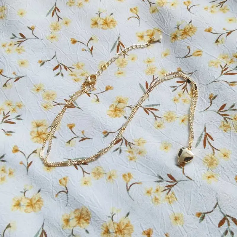 Collana con ciondolo a forma di cuore piccolo per donna, regalo, collane girocollo bohemien in metallo lucido e semplice, a catena corta, gioielli di tendenza_voghion.com