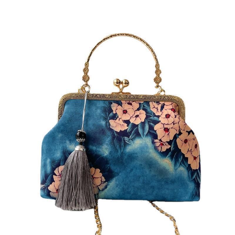 Borsa a mano con clip retrò elegante da donna in cheongsam stampato in stile cinese, classica, antica, piccola, da portare a mano, per la mamma_voghion.com