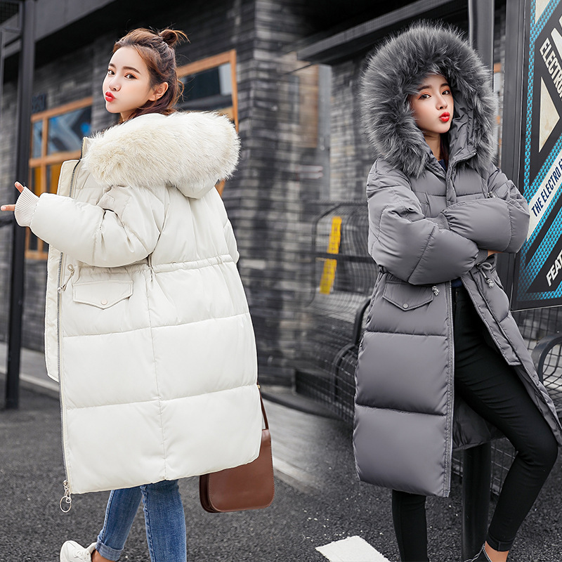 Women's Winter Coat With Faux Fur Hood, Long Padded Jacket, Slim Fit Plus Size Parka, Warm Quilted Outerwear For Cold Weather