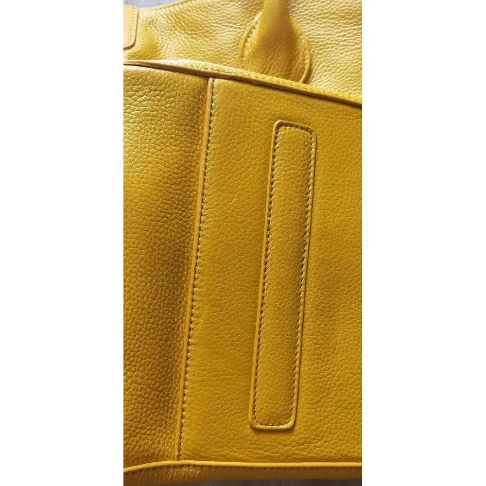 Dames leren tote bag grote schoudertas in geel_voghion.com