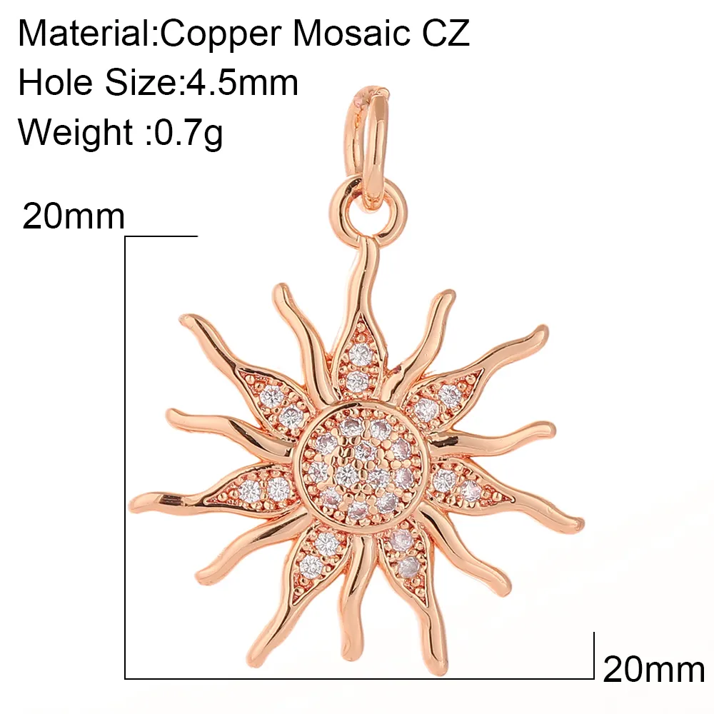 Charms Sun Pendant CZ Crystal Gold Color Sier Flower Pendants For Women DIY Jewelry Making Findings Supplies Wholesale_voghion.com