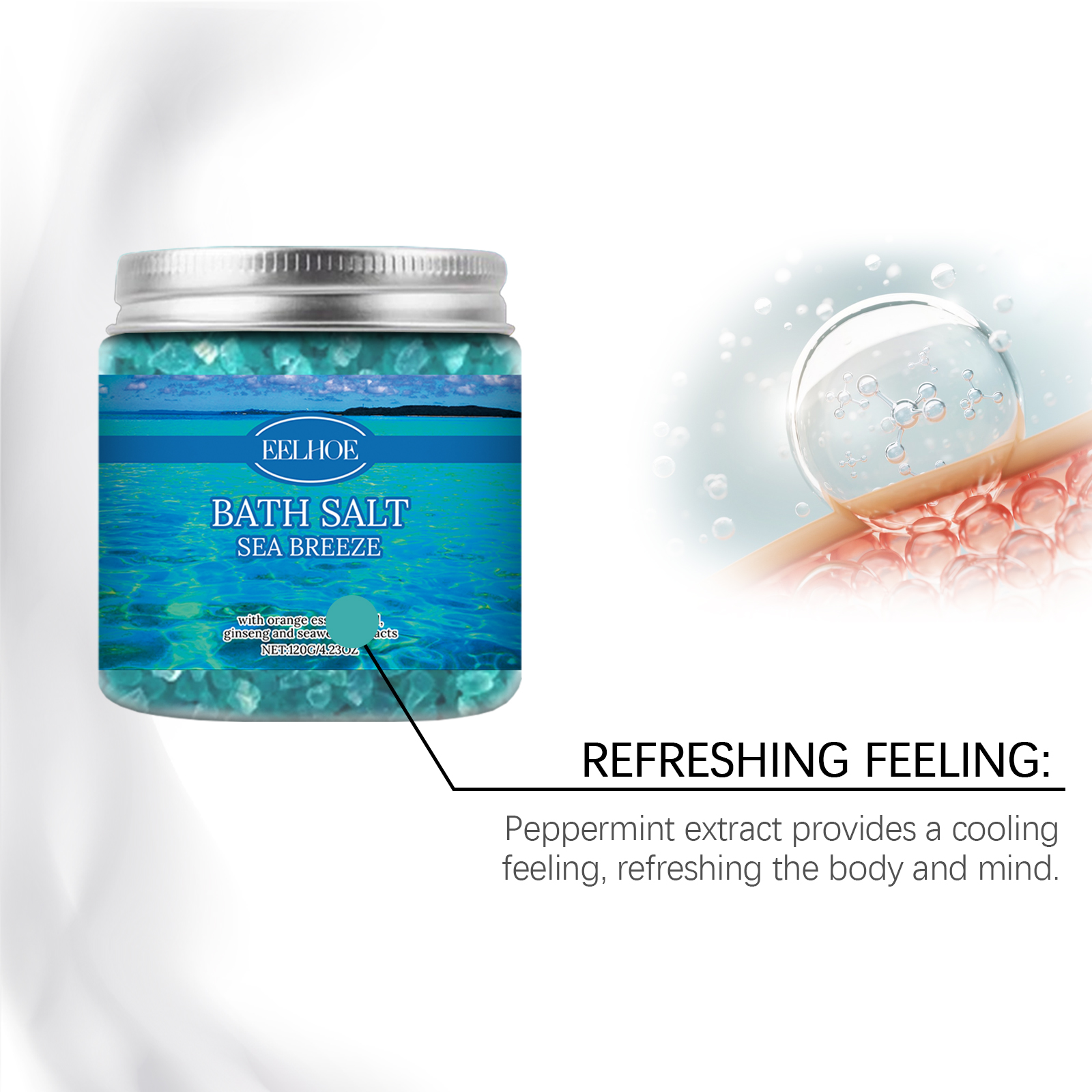 EELHOE Bath Sea Salt Gently Cleans Tender And Smooth Skin, Moisturizes Refreshing And Non-Sticky Skin Care Bath Sea Salt_voghion.com