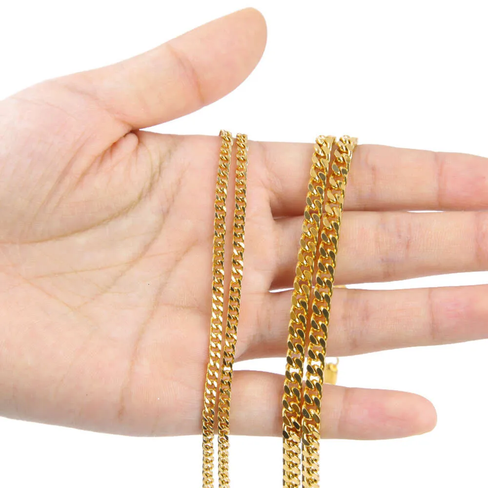 Collana Hip Hop cubana placcata Miami da uomo con ciondolo a catena in oro sterling, maglia cubana in argento_voghion.com