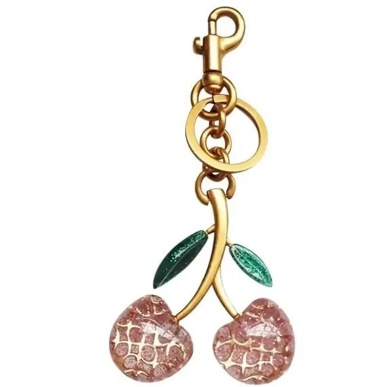 Kirsche Charm Schlüsselanhänger Tasche Charms Kette Frauen Schlüsselbänder Leder schwarz rot rosa Schlüsselanhänger Brieftasche Schlüsselanhänger Designer_voghion.com