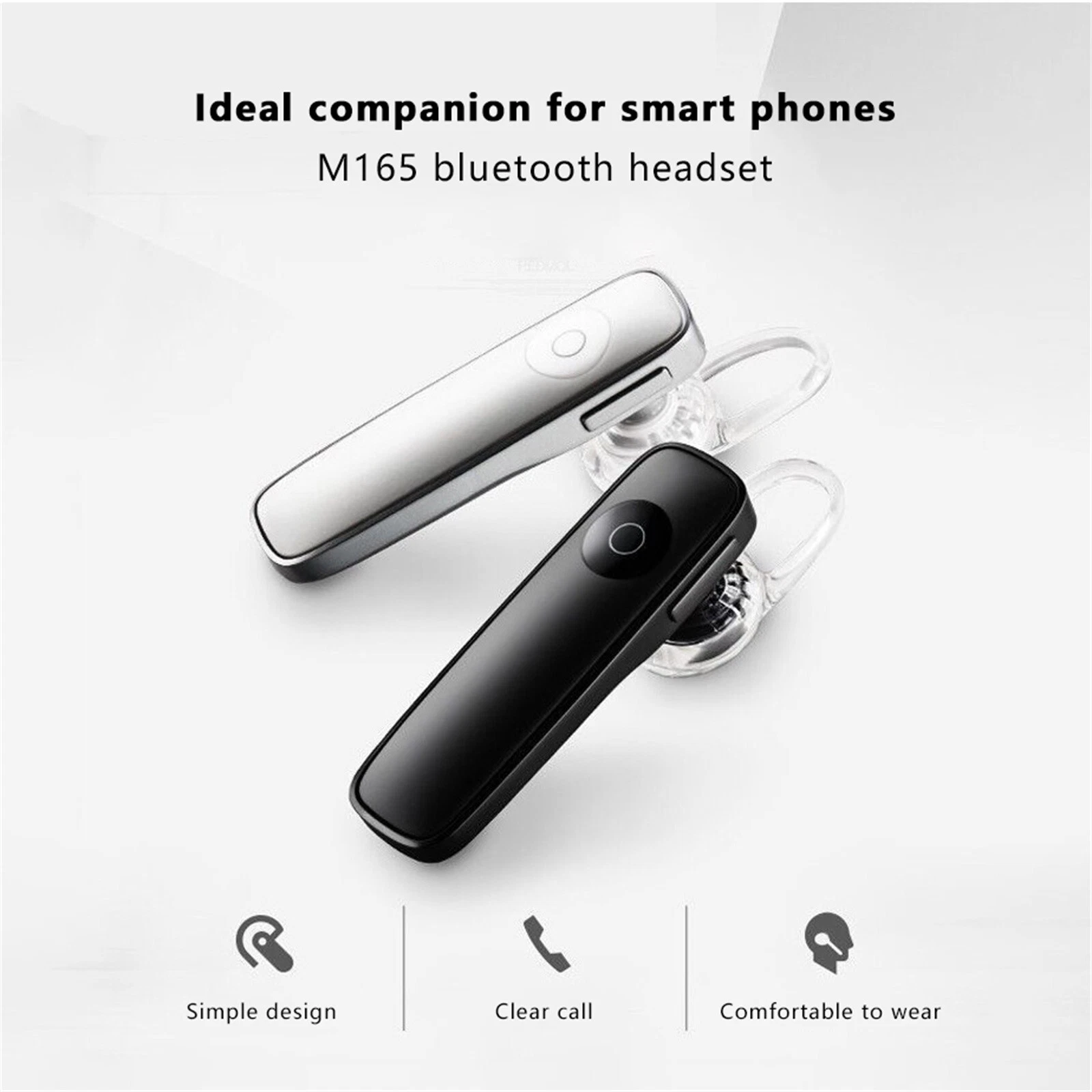 Single M165 Bluetooth Headset In-Ear High-Power Long-Standby Business Sports_voghion.com