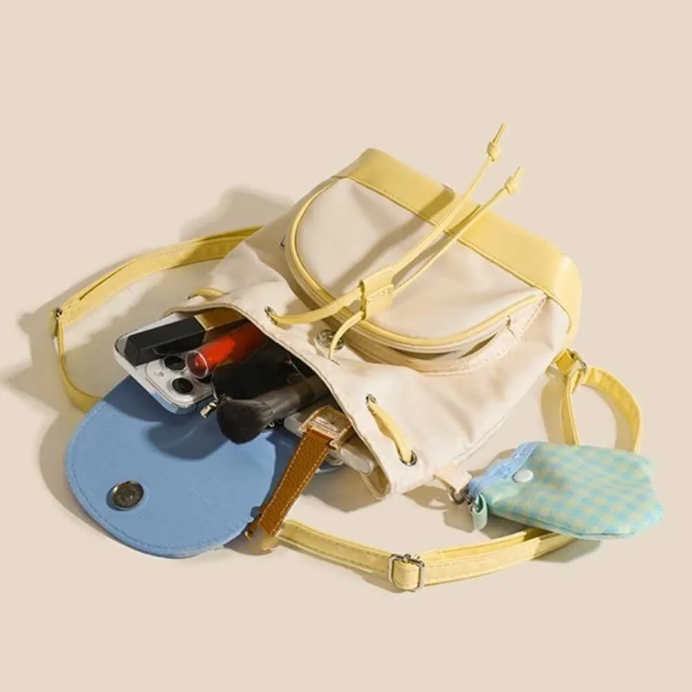 Lässiger Eimer-Rucksack im koreanischen Stil mit großem Fassungsvermögen und Kordelzug, stilvoller Mini-Rucksack, leichte, wasserdichte Umhängetasche_voghion.com