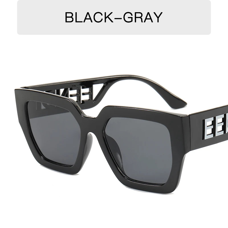 Brand Designer Women Sun Glasses  Trendy Oversized Square Men Sunglasses Retro Hollowed Letter Eyewear UV400 Goggles_voghion.com
