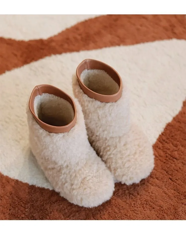 Småbarn Snökomposit Varm Lammull Happysteps Baby Flickor Pojkar Mode Barn Vinterskor Stövlar Storlek US6C-US1Y_voghion.com