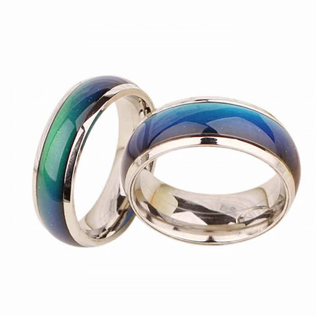 Vendite calde Temperatura Cambia Colore Magia Emozione Sensazione Acciaio Inossidabile Smaltato Sette Colori Anelli per Donne Uomini Gioielli Anello_voghion.com