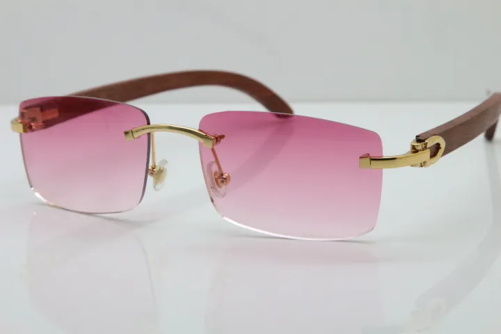 Rimless Wood Frame Men Sunglasses For Driving And Outdoors_voghion.com