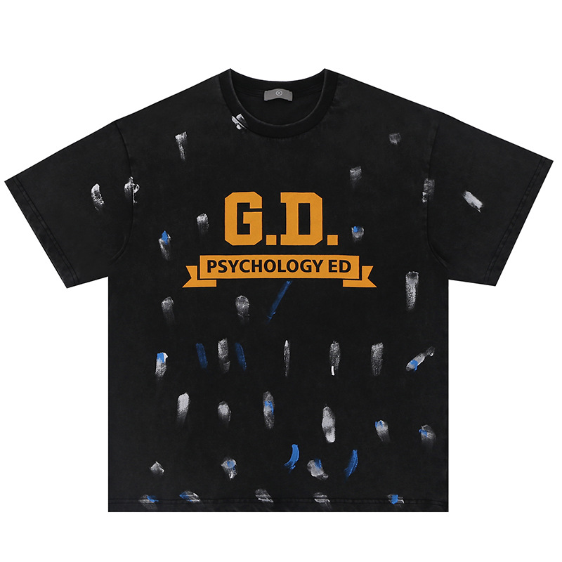 Vêtements pour hommes FG | 2024 Été Nouvelle marque de mode américaine High Street Graffiti moucheté encre vieux Hip Hop lâche à manches courtes_voghion.com