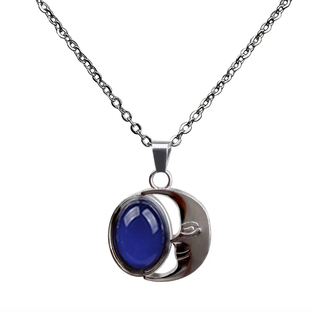Ketten Weibliche Mond Edelstein Gefühl Warme Farbe Ändern Halskette Edelstahl Kette_voghion.com