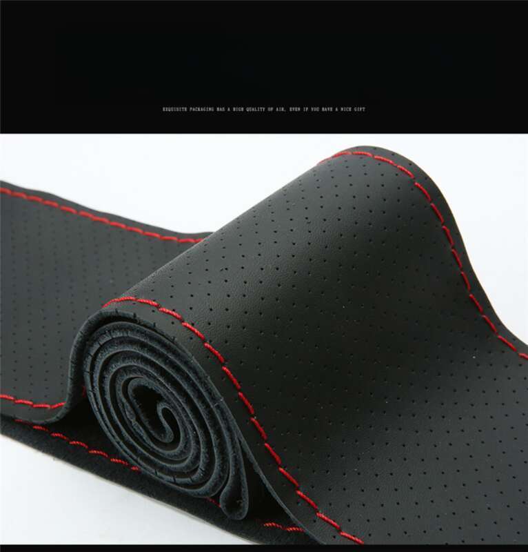 Head Layer Cowhide Hand Sewn Steering Wheel Cover For Buses, All-season General Vehicles, Genuine Leather Handle Covers_voghion.com