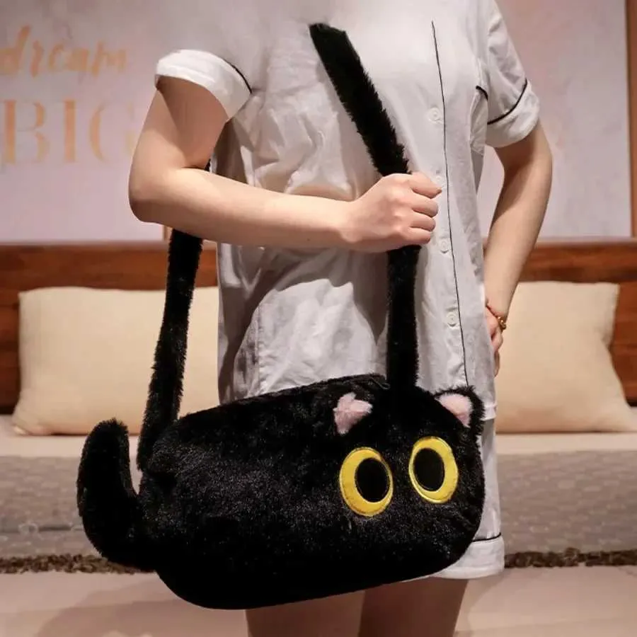 Zaino morbido in peluche Kawaii Black Cat Plusie Toy Doll Donna Moda Borse a tracolla Borsa a tracolla per bambini Borsa da scuola per bambini_voghion.com