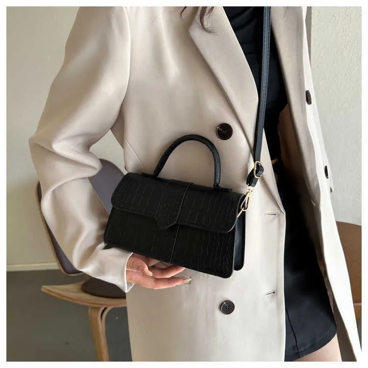 Borsa a tracolla in pelle PU per donna - Borsa a tracolla alla moda Borsa vintage da ascella Borsa quadrata (nero) C241211_voghion.com