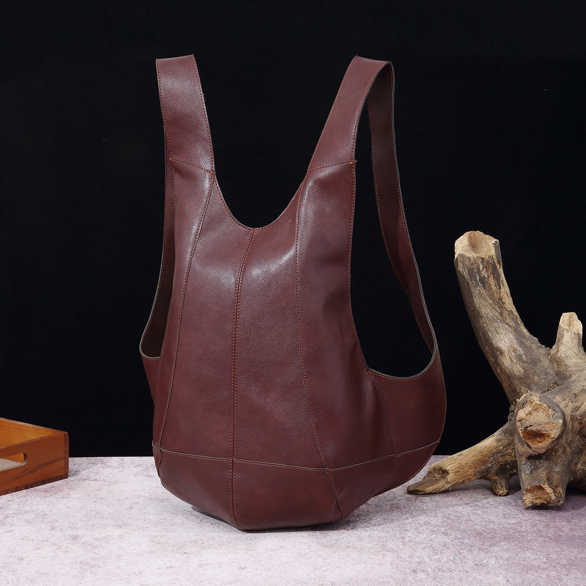 retro Crazy Horse soft leather men's and women's Beetle bag backpack student trendy backpack school bag casual travel bag_voghion.com