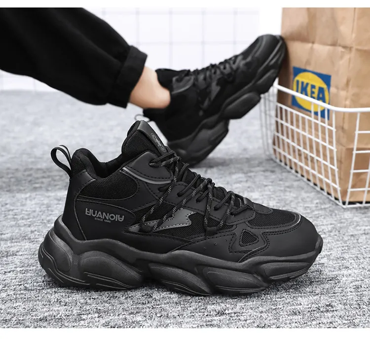 Men New Breathable High Top Trend Versatile Inner Heightened White Sports Shoes Beige Free Shipping_voghion.com