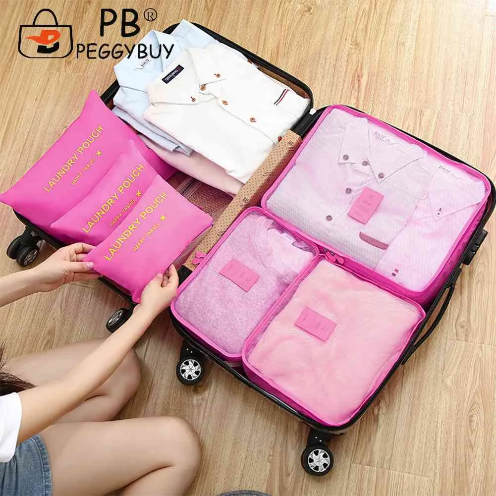 6pcs/set Travel Cases Thickening Lage Storage Bag Waterproof Foldable Space Saving For Family Vacation Skiing Camping_voghion.com