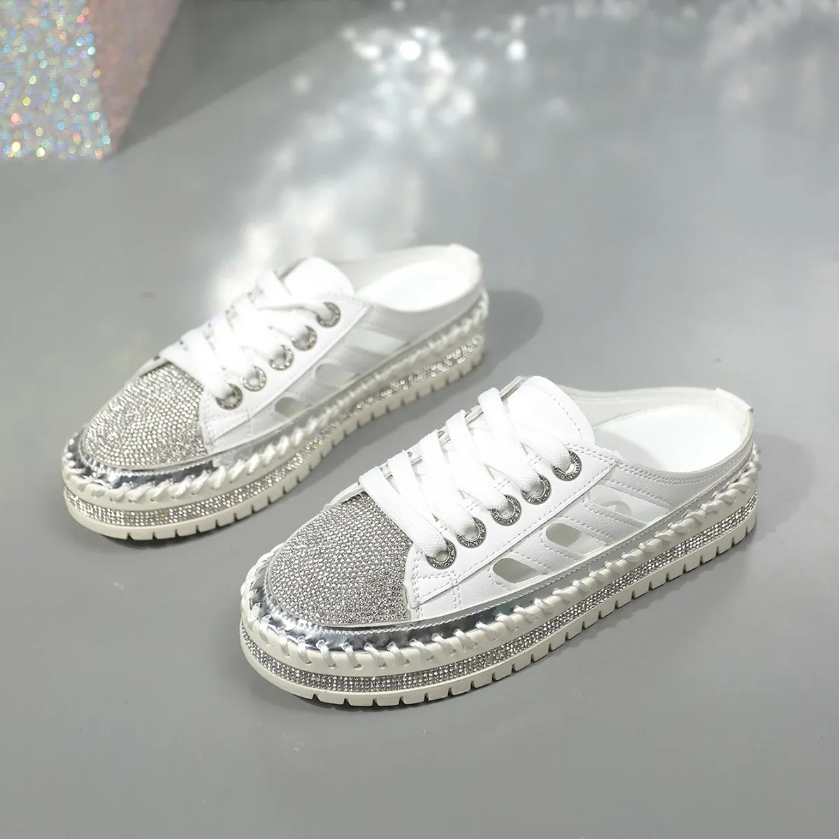 trend Woman Crystal Half Slippers For Women Flat Platform Comfortable Elegant Shoes Bg Women's Sandals 1b46 Platm_voghion.com